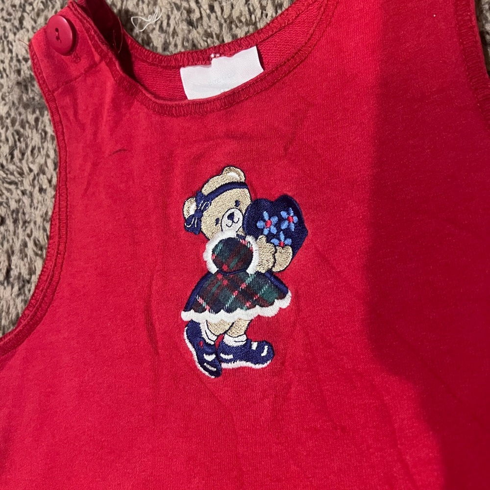 Vintage Healthtex Red Dress with Bear Embroidery